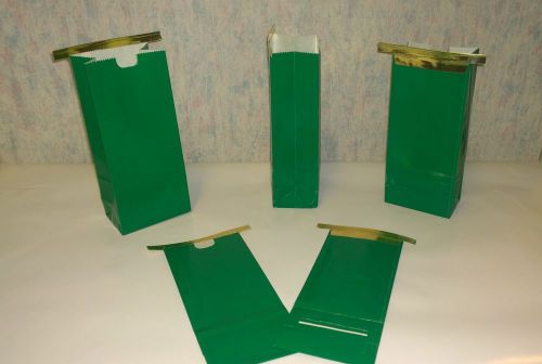 100 Green Tin Tied bags with gold tin ties