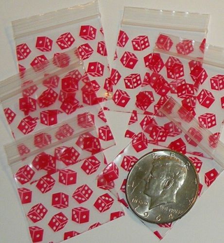 Red Dice 200 Baggies 1.5 x 1.5&#034; small ziplock bags 1515 Apple Brand