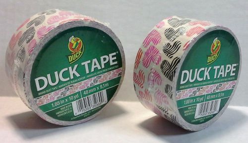 ~ 2 Rolls ~ Duck Brand Wild Hearts Print Duck Tape ~ 1.88 inch x 10 yd each ~