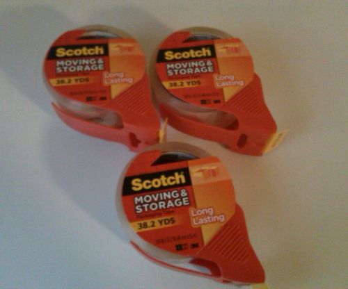 Lot of 3 Scotch Long Lasting Moving &amp; Storage Clear Packaging Tape1.88&#034; x 38.2yd