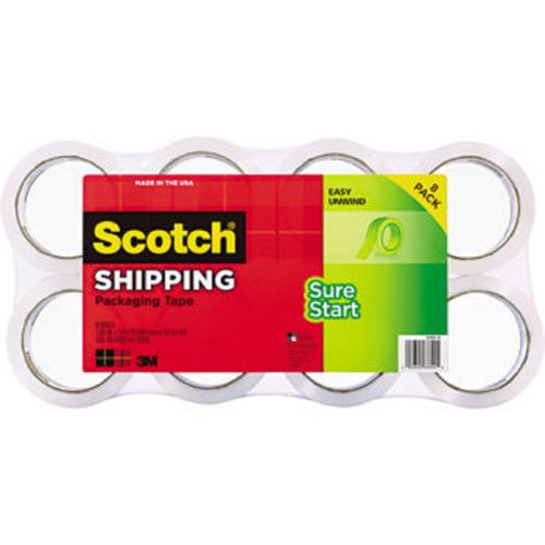 Scotch shipping packing tape 8 rolls sure start 1.88&#034; x 54.6 yds rolls 3&#034; core for sale