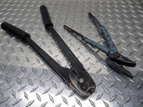 1/2&#034; capacity manual hand crimper tool + snip cutters for metal banding strap for sale