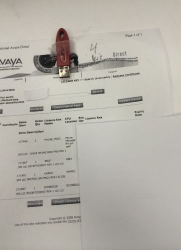 Avaya IP Office USB Dongle VM PRO  w/ 171991 Voicemail  + 3 licenses