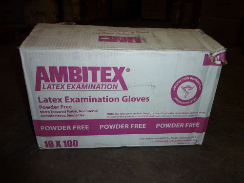 Ambitex® Textured Powder Free Disposable Latex Exam Gloves Case M  10 x 100   t