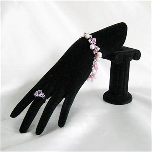 Black Velvet Hand w/ Coloum Finger Ring Jewelry Bracelets Watch Stand showcase