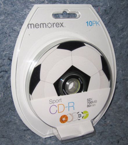 Memorex 10 pack blank CD-R 52X 700MB 80min Decorated w/ five Sports Designs