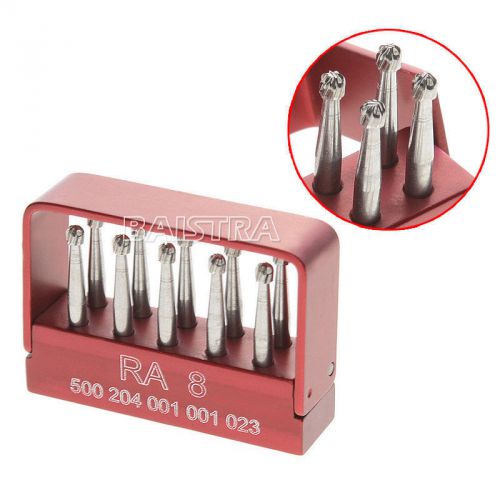 10 pcs Dental SBT Tungsten Steel Burs RA8 For Low Speed Contra Angle Handpiece