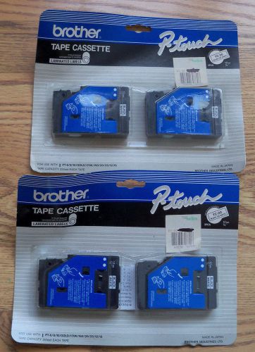 New Brother TC20 Black on White Tape Cassette P-touch Ptouch 12mm 1/2&#034; 4PCs T-20
