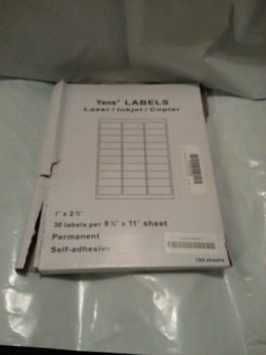3000 1&#034; x 2 5/8&#034; Mailing Address Labels Uses # 5160 Compatable