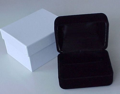 Wider plush double ring black velvet jewelry presentation display gift box for sale