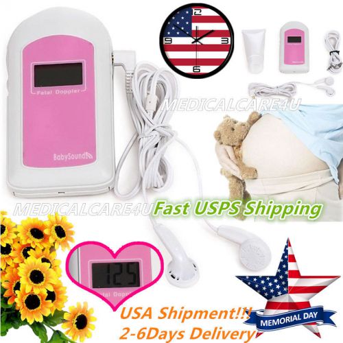 USA Shipment FDA Pocket Prenatal Heart Monitor,Fetal Heart Doppler Headset+GeL!