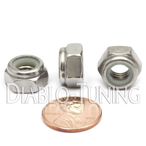 M8-1.25 / 8mm - Qty 10 - Nylon Insert Hex Lock Nut DIN 985 - A2 Stainless Steel