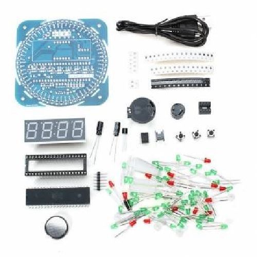 Diy ds1302 rotation led electronic clock kit 51 scm learning board for sale