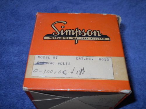New in box simpson model 57 analog panel meter, 0-100 volts ac for sale