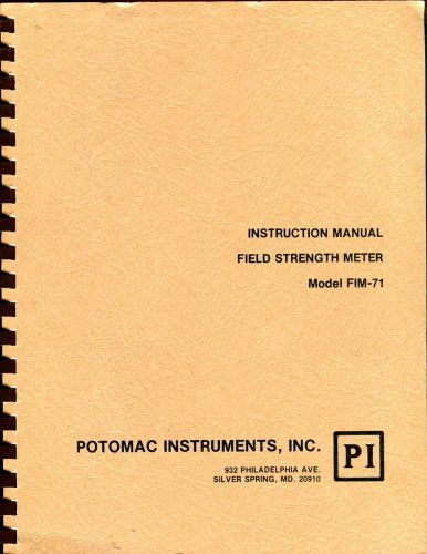 Field Strength Meter Model FIM-71 Instruction Manual Serial #278 Potomac B6