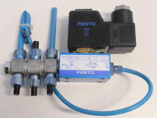 Festo solenoid valve 2187 mc-2-1/8 w/ actuated valve msg-24 and fittings for sale
