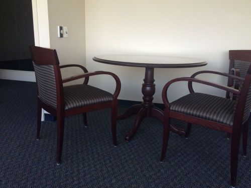 Conference table and 4 Custom upholstered chairs 42&#034; round good gaming table too