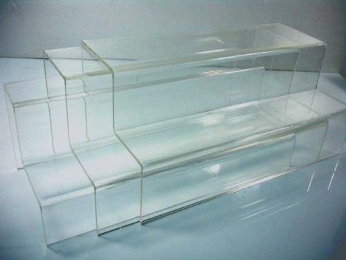 Set of 3 clear acrylic 2-tier steps display riser stand 10&#034; x 4.75&#034;  wholesales for sale