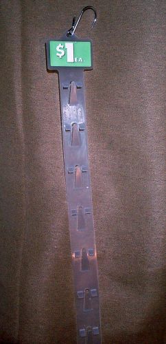 10 hanging merchandising display plastic clip strips for 12 items w/metal s hook for sale