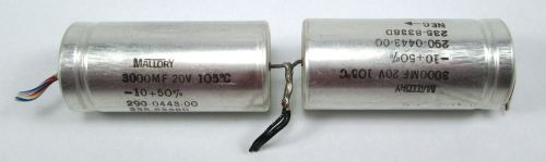 2 mallory capacitors 3000uf 20vdc -10+50% extralytic style 3000 uf for sale