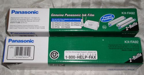 2 Boxes of Genuine Panasonic KX-FA92 FAX Ink Film Rolls - 2 ROLLS PER BOX!