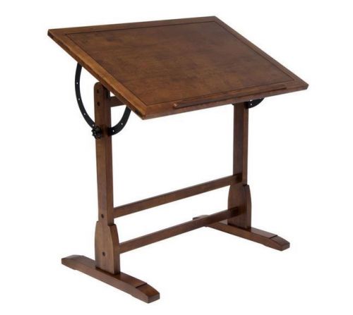 Rustic Oak Drafting Table Desk Bedroom Dorm Apartment Furniture Adjustable Style