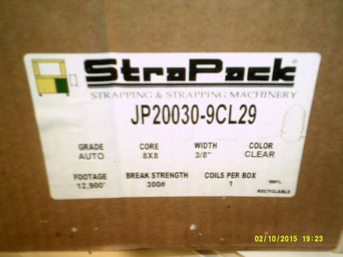 1 BOX OF CLEAR STRAPACK STRAPPING 3/8 WIDE 8X8 CORE 12,900 FEET JP20030-9CL29