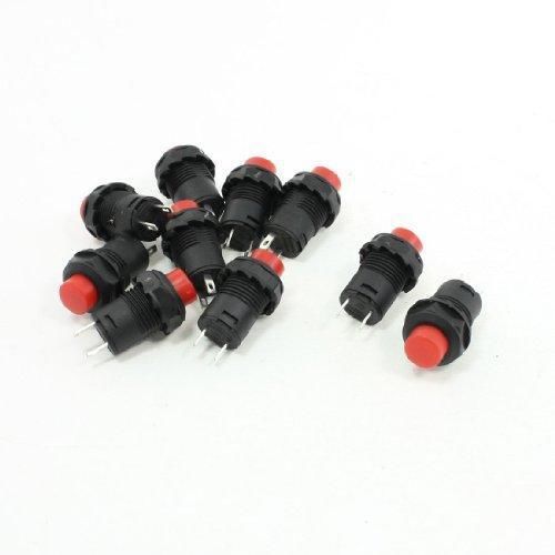 10 Pcs Latching Action SPST Round Red Push Button Switch AC 125V 3A New