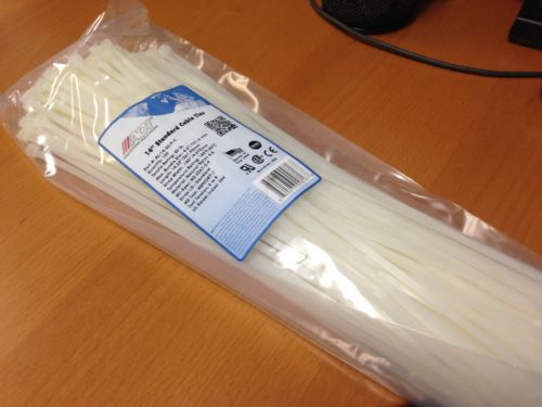 Bag of 100 act 14&#034; white standard cable ties for sale