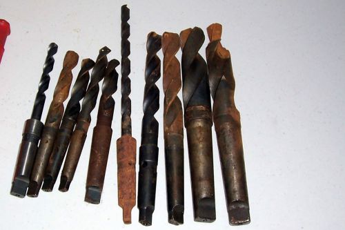 10 assorted twist drill bits some with coolant fed spindle feeding oil holes for sale