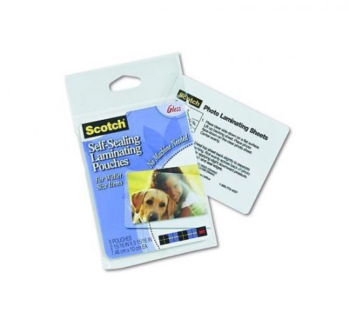 Scotch Wallet to 2 1/2&#034; x 3 1/2&#034; Self-Sealing Laminating 9.6 Mil Pouches 5 Count