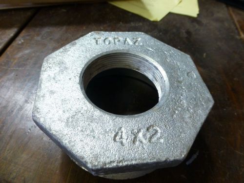 Topaz hex lot of one cast iron reducing 4 - 2 inch grounding bushing ground 4x2 for sale