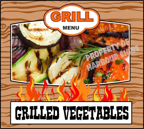 Grill Menu Grilled Vegetables Decal 14&#034; BBQ Food Truck Concession Restaurant