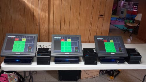 3 terminal UNIWELL DX-915 POS System With  3 SNBC Receipt Printers BTP-R880NP