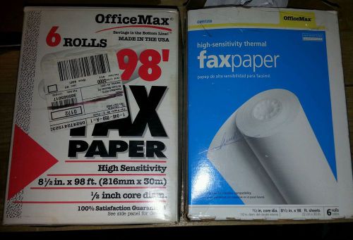 6 rolls of officemax thermal fax paper 8 1/2 x 98ft 1/2 inch core om97258