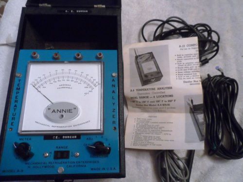 ANNIE MODEL A-8 ELECTRONIC TEMPERATURE ANALYZER 4 probe tester w/3 probes shown
