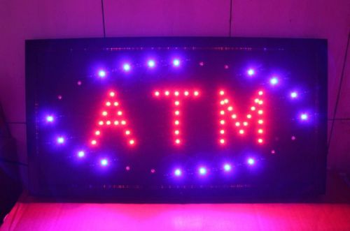 Atm led neon light cash sign restaurant shop store blue animated p165 for sale