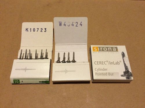 10 Sirona CEREC / inLab Compact Mill Burs- 6 Step Bur 10 &amp; 4 Cylinder Pointed