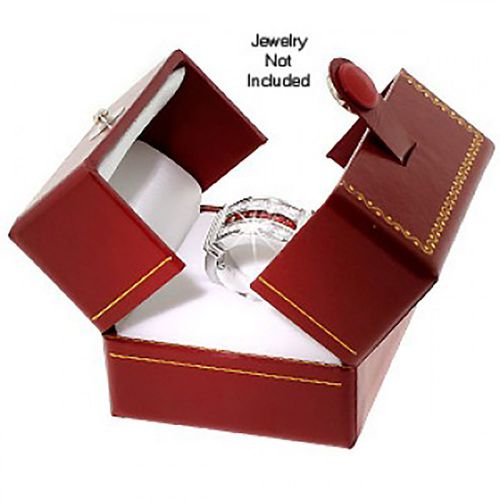 New Classic Cartier Design Leatherette Red Double Doors Ring Gift Box w/ Packer