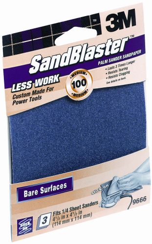 3M 100 Grit SandBlaster™ Palm Sander Sandpaper 9666 Set of 5