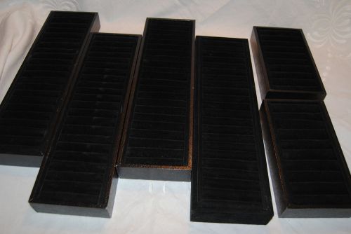 lot of 6 Black Velvet Jewelry Ring display trays