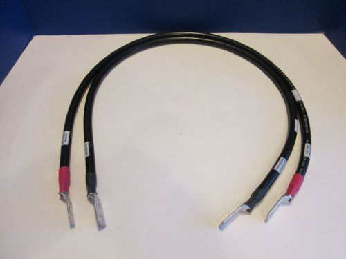 Pair of 1 AWG Tinned Boat Rated Cable UL 1426  36&#034;  Black one w/ Red Heat Shrink