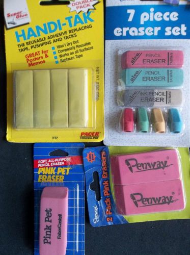 Lot Faber Castell Pink Pet Penway Alco Pencil/Pen Erasers  Handitak Sealed Pkgs
