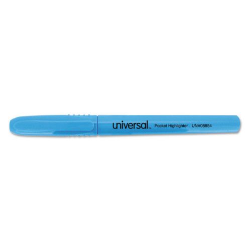 Pocket clip highlighter, chisel tip, fluorescent blue ink, 1 dozen for sale