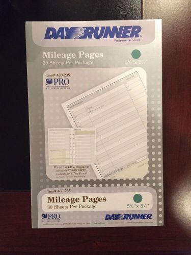 New Day Runner Mileage Record Planning Page, 30 Sheets, #480-235, FREE SHIPPING!