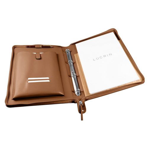 A4 Portfolio with Ring binders - Tan - Smooth Calfskin - Leather