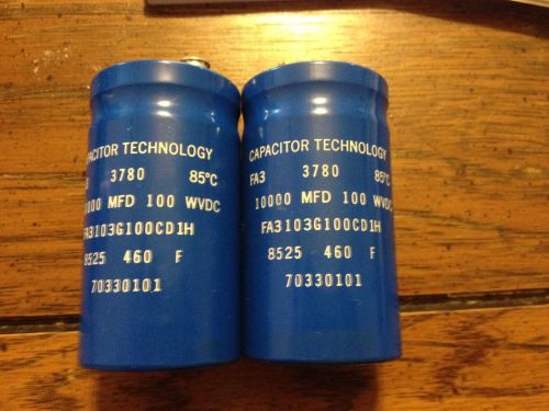 Capacitor 10000 mfd 100 wdc. 2ea. for sale
