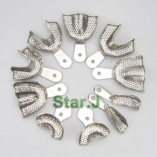 5 sets Dental Full Stainless Steel Impression Trays NEW Autoclavable