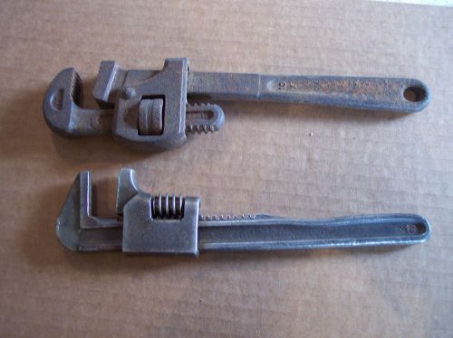 Old square head pipe wrench+ a #10 pipe wrench for sale