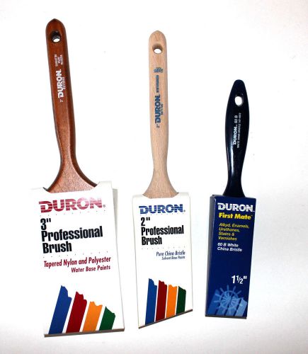 Variety lot 3 duron paint brushes- 3” sea otter, 2” wintergreen, 1.5” first mate for sale
